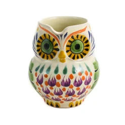 Mexican Hand Painted Orange Owl Milk Jug