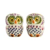 Mexican Hand Painted Purple Owl Salt & Pepper Shaker Set