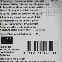 Mill & Mortar Organic Ground Turmeric, 50g