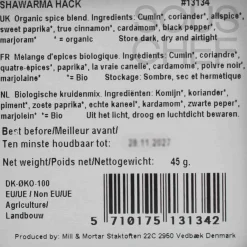 Mill & Mortar Organic Shawarma Hack, 45g