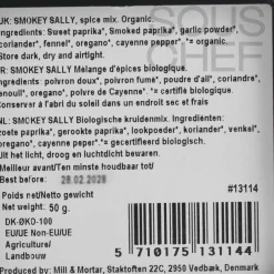 Mill & Mortar Organic Smokey Sally BBQ Rub, 50g