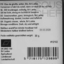 Mill & Mortar Organic Whole Cloves, 35g