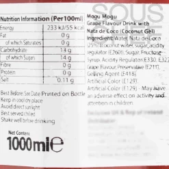 Mogu Mogu Nata De Coco Grape Drink, 1 Litre