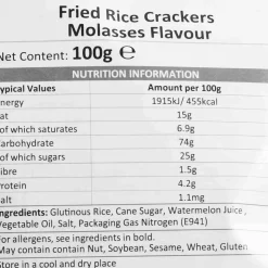 Molasses Rice Crackers, 100g