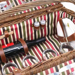 Montmarte Red Striped Picnic Hamper, 4 Person