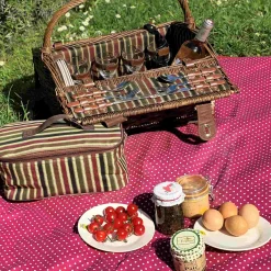 Montmarte Red Striped Picnic Hamper, 4 Person