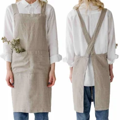 Natural Crossback Linen Apron