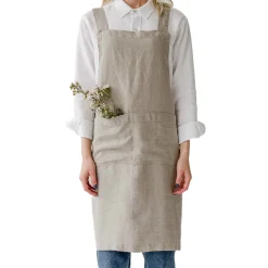 Natural Crossback Linen Apron