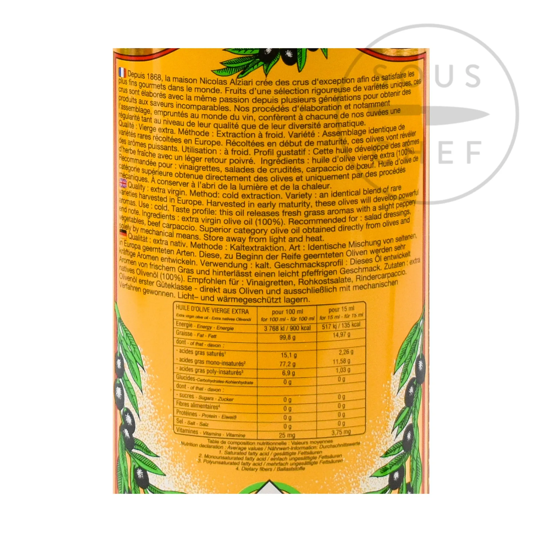 Nicolas Alziari Provence Fruity & Intense Cuvee Pauline Olive Oil, 500ml