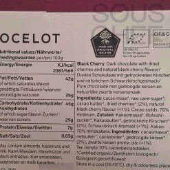 Ocelot Organic Dark Chocolate & Black Cherry Chocolate Bar, 70g