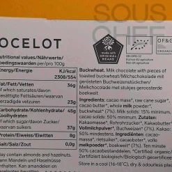 Ocelot Organic Milk Chocolate & Buckwheat Chocolate Bar, 70g