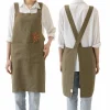 Olive Crossback Linen Apron