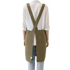Olive Crossback Linen Apron