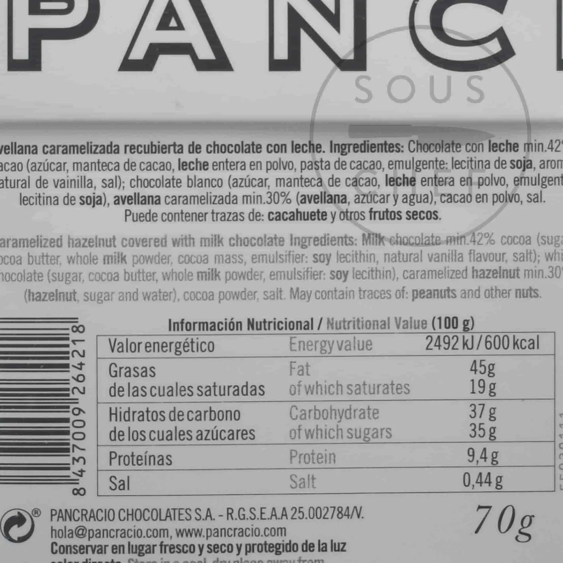 Pancracio Caramelised Hazelnuts, 70g