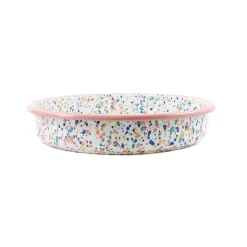 Pink Dot Enamel Round Roasting & Serving Dish, 28cm