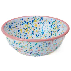 Pink Dot Enamel Salad Bowl