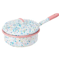 Pink Dot Enamel Saute Pan with Lid, 16cm
