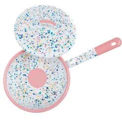 Pink Dot Enamel Saute Pan with Lid, 16cm