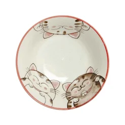 Pink Lucky Cat Japanese Noodle Bowl, 15cm