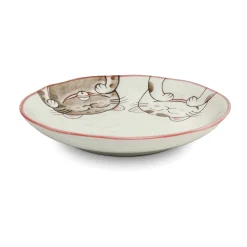 Pink Lucky Cat Japanese Side Plate, 19.5cm