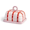Pink Plaid Butter Dish