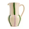 Puglia Green and Lilac Stripe Pitcher