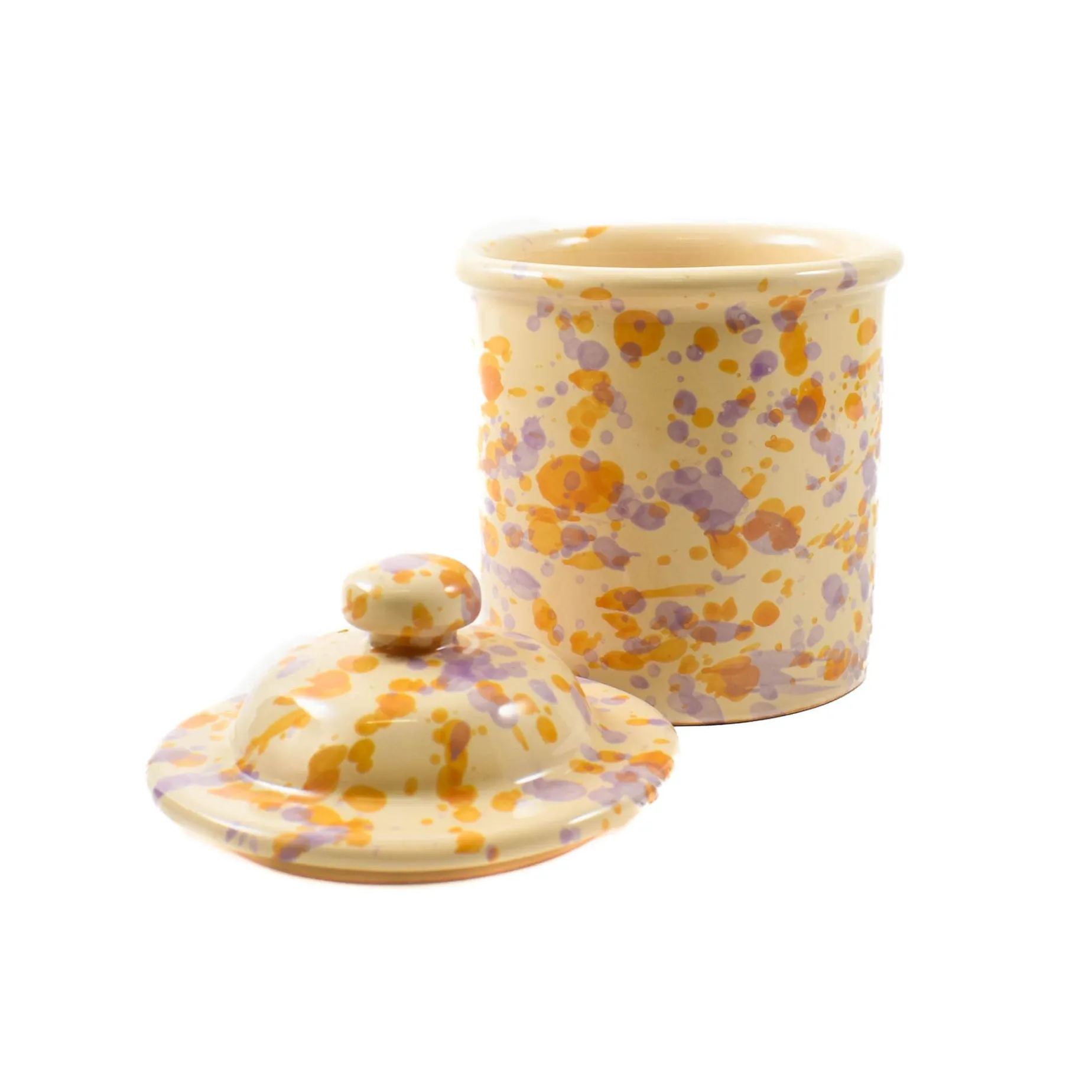 Puglia Lilac and Yellow Splatter Storage Jar, 15cm