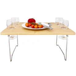 Saint-Malo Blue Striped Picnic Basket with Table, 4 Person