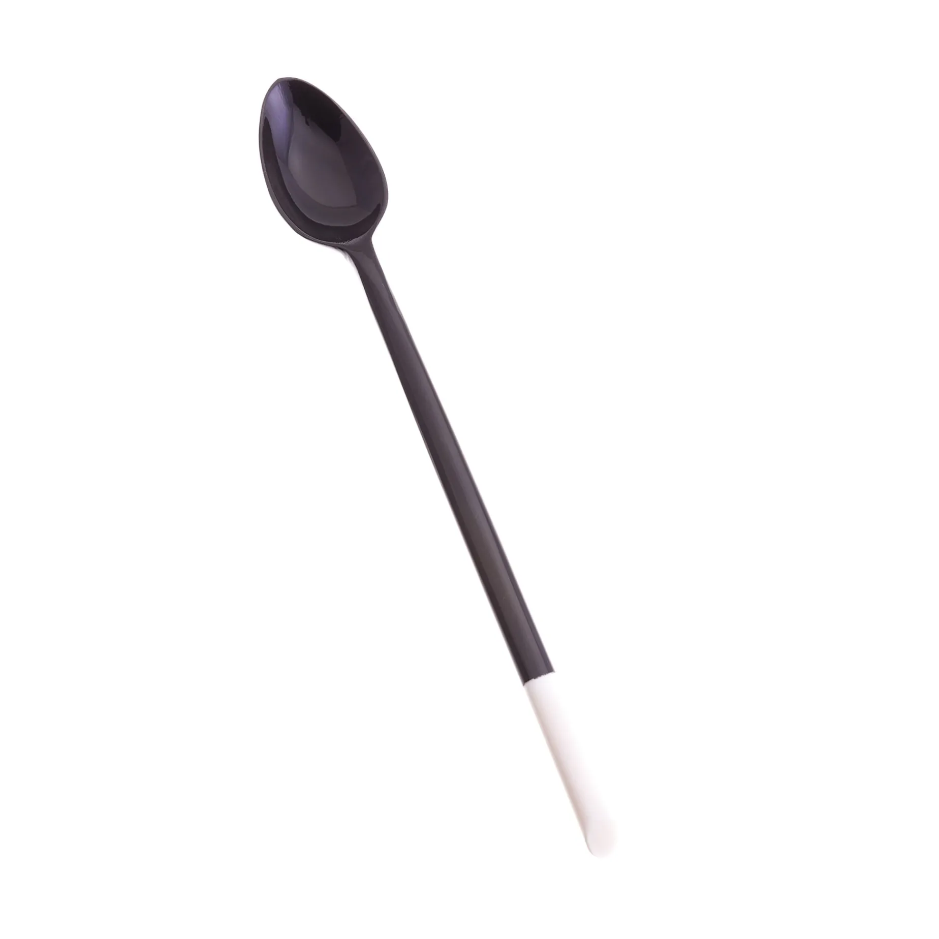 Sarah Petherick Black & White Horn Kitami Long Dessert Spoon, 20cm