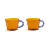 Set of 2 Amber Glass Tea Cups, 300ml
