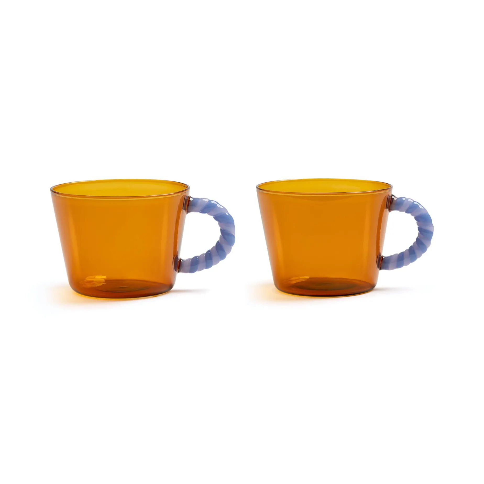 Set of 2 Amber Glass Tea Cups, 300ml