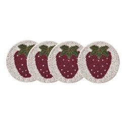Set of 4 Beaded Strawberry Coasters