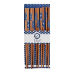 Set of 5 Blue Wooden Chopsticks