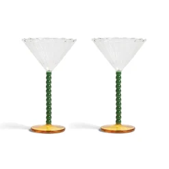Set of 2 Bubble Stem Martini Glasses