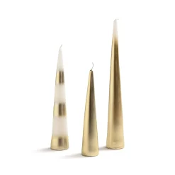 Set of 3 Gold Conical Candles