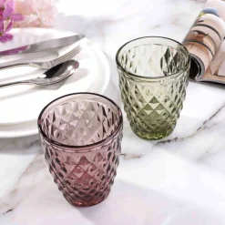 Set of 6 Green Diamond Tumblers, 270ml