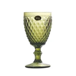 Set of 6 Green Diamond Wine Glasses, 350ml