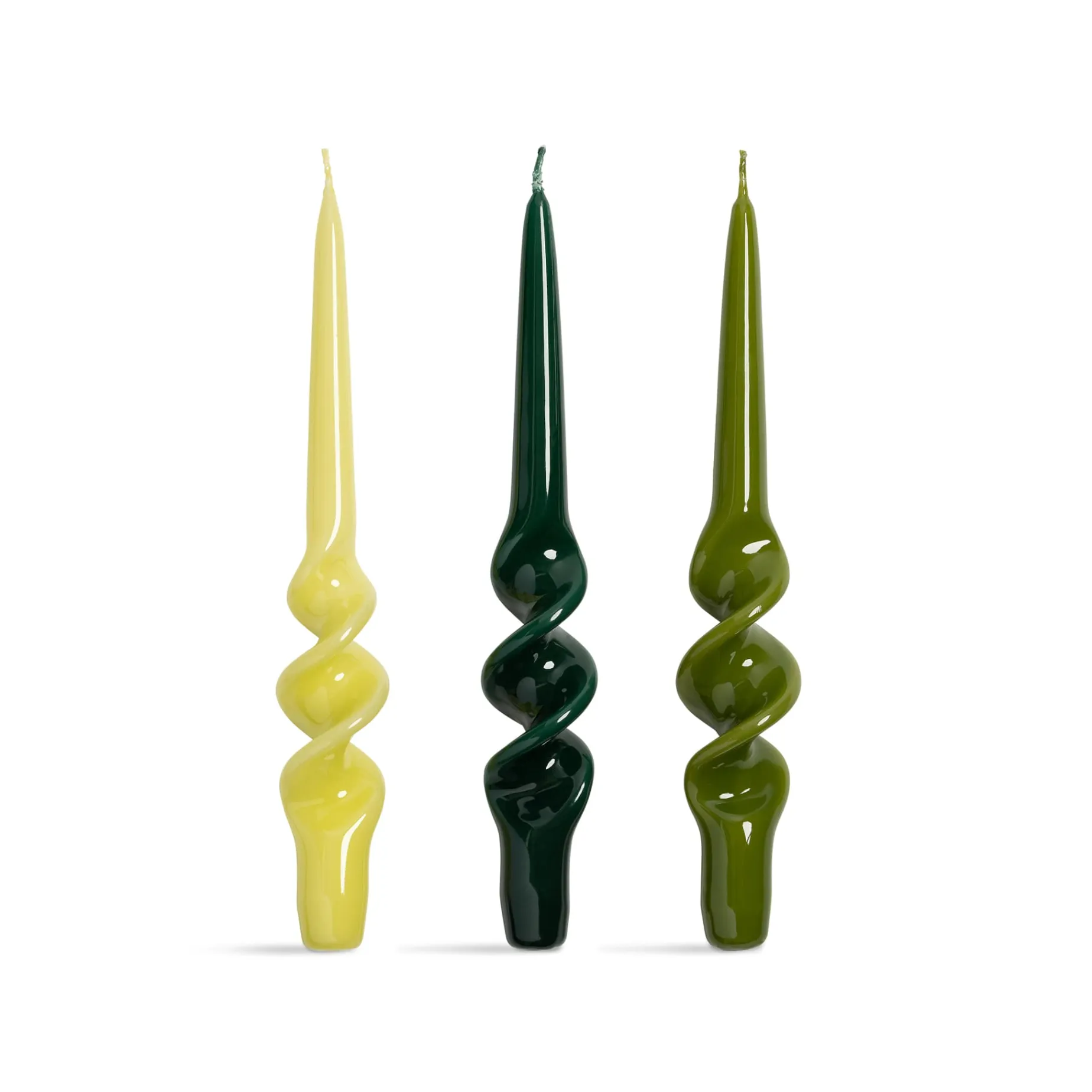 Set of 3 Green Spiral Candles