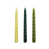 Set of 3 Green Twisted Candles