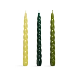 Set of 3 Green Twisted Candles