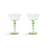 Set of 2 Green Twisted Coupe Glasses, 300ml