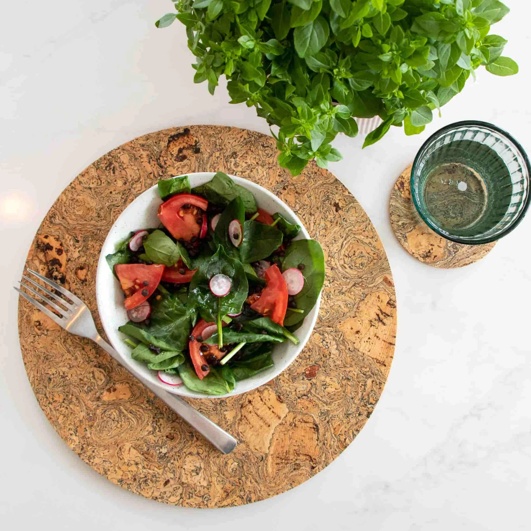 Set of 4 Marbled Cork Round Placemats, 30cm