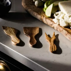 Set of 3 Olive Wood Mini Cheese Tools