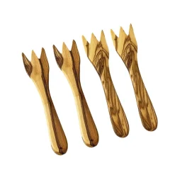 Set of 4 Olive Wood Snacking Forks
