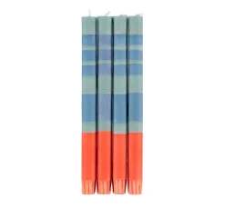 Set of 4 Orange Mint Striped Candles