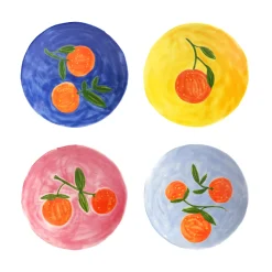 Set of 4 Orange Side Plates, 16cm