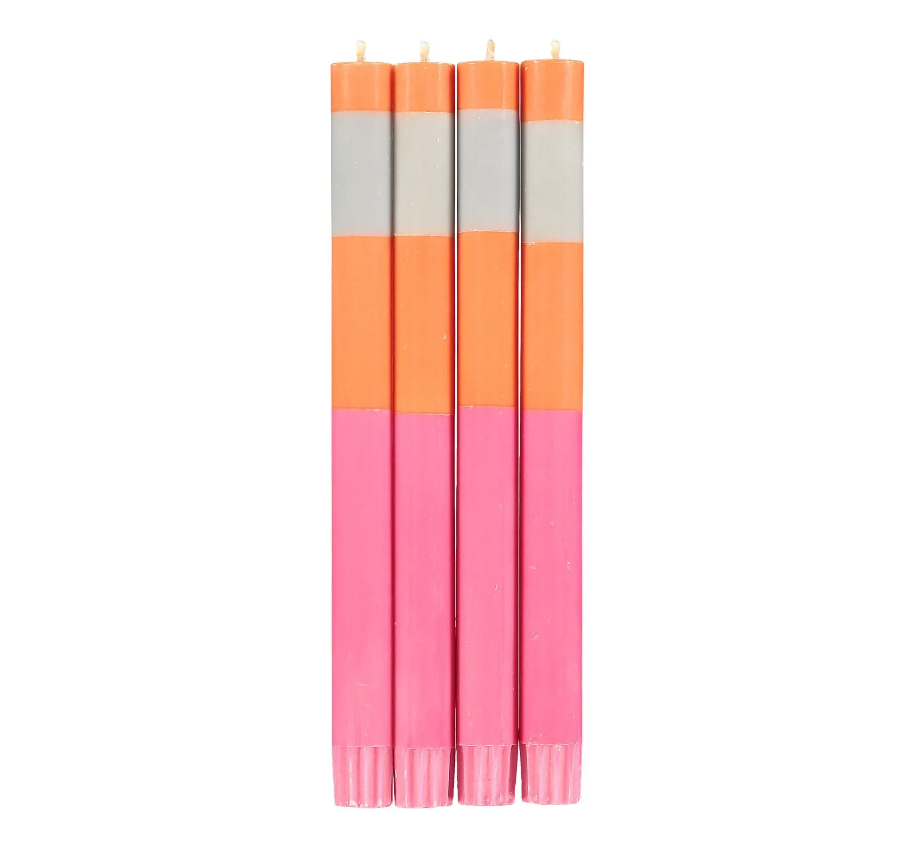 Set of 4 Pink Orange Colourblock Candles
