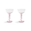 Set of 2 Pink Twisted Coupe Glasses