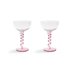 Set of 2 Pink Twisted Coupe Glasses