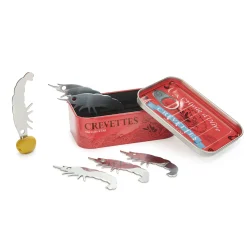 Set of 6 Prawn Snacking Forks in a Tin